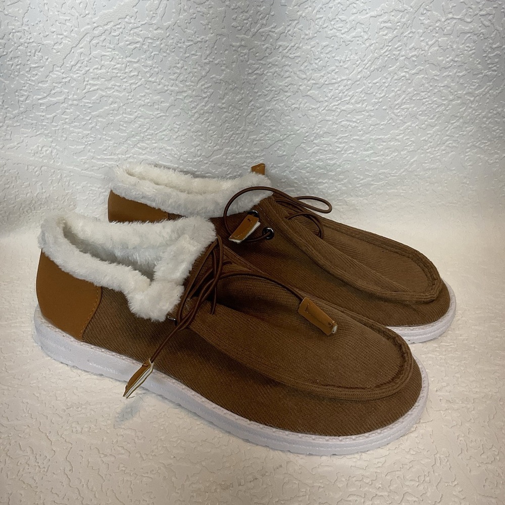 NWOT‎ Slip-On Sherpa Lined Corduroy Flats Loafers Approx Size 10/40